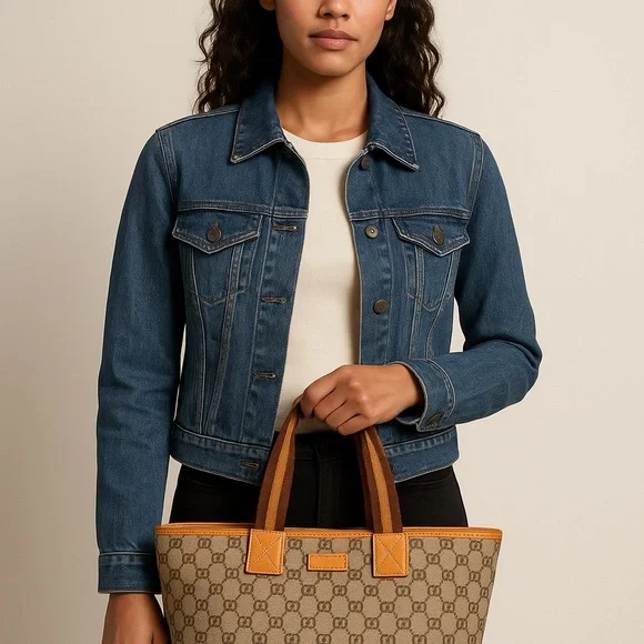 GUCCI GG Canvas Medium Web Tote - Picture 3 of 8